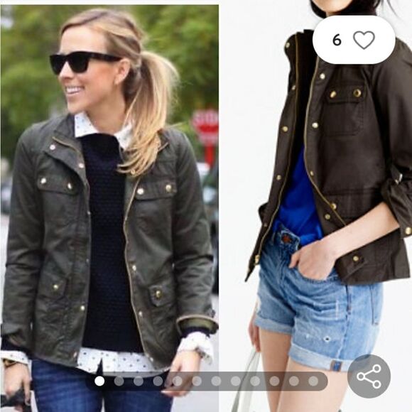 J CREW Downtown Field Jacket Green/Brown - Picture 4 of 14